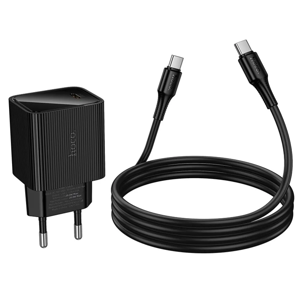 קיט טעינה מהירה Hoco CS82A PD 20W – ראש מטען עם תצוגה וכבל Type-C – תמונה 3