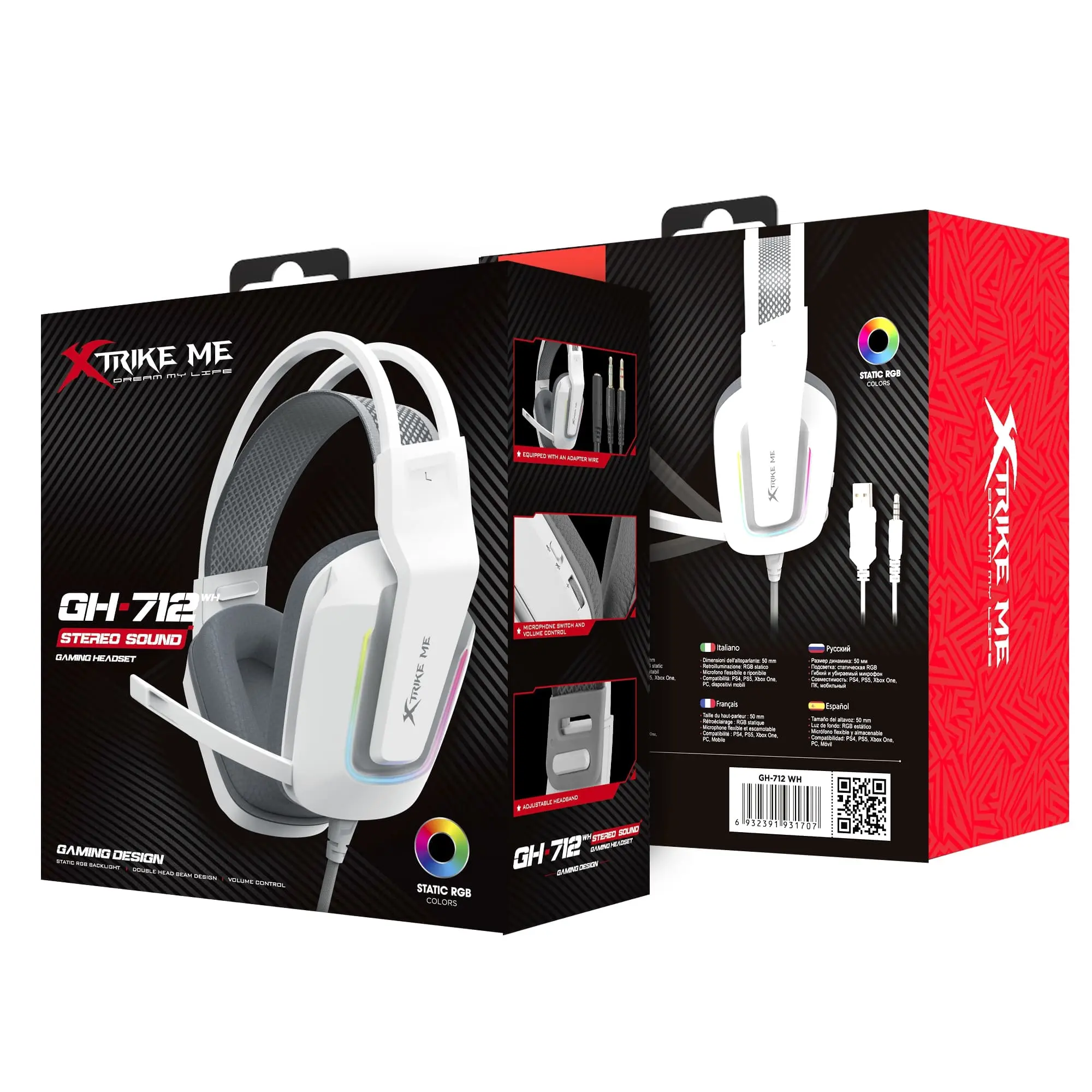 אוזניות גיימינג חוטיות דגם GH-712 מבית XtrikeMe עם מיקרופון ותאורה – תמונה 3