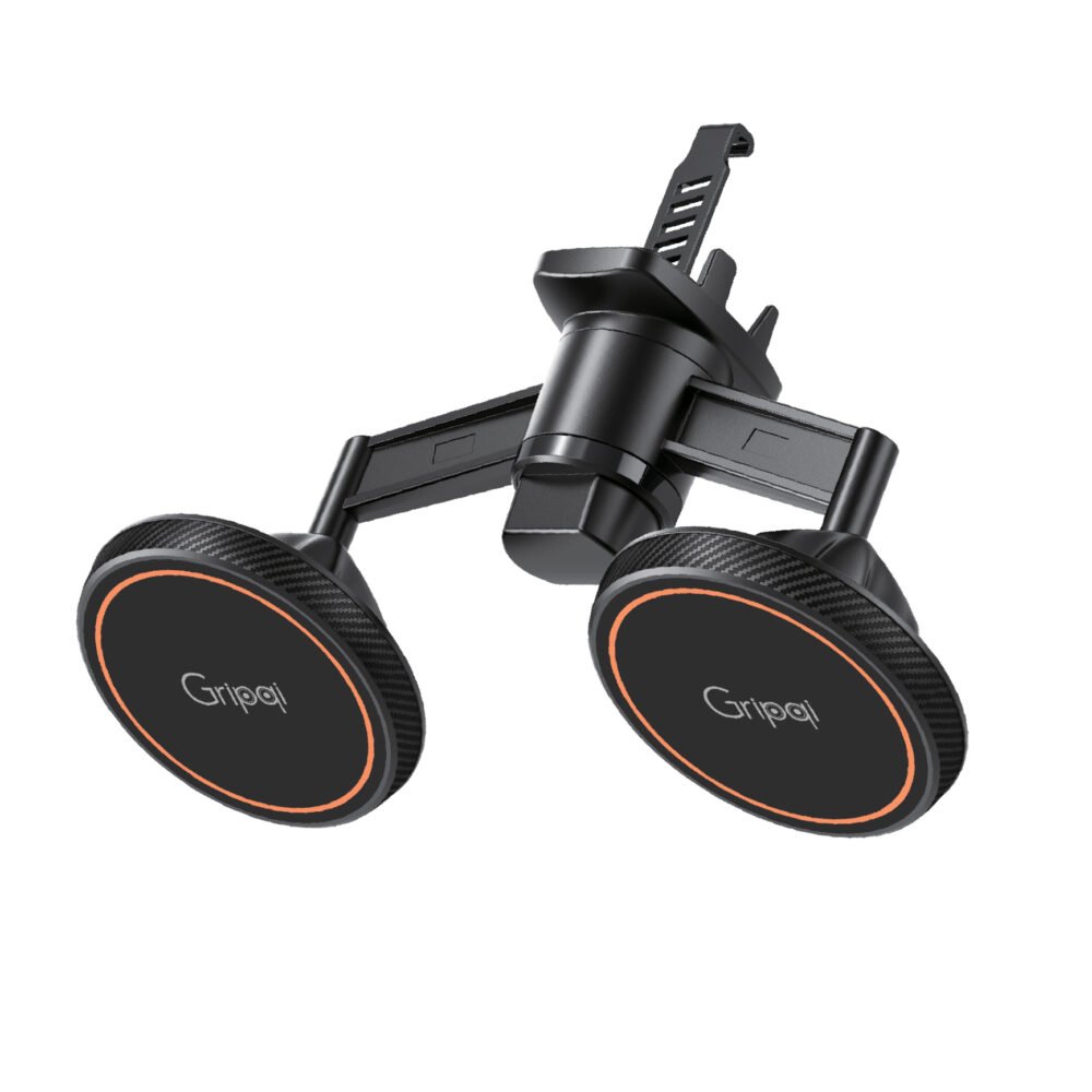 מעמד מגנטי כפול לרכב GRIPQI XMV26 עם תמיכה מלאה ב-MagSafe למזגן