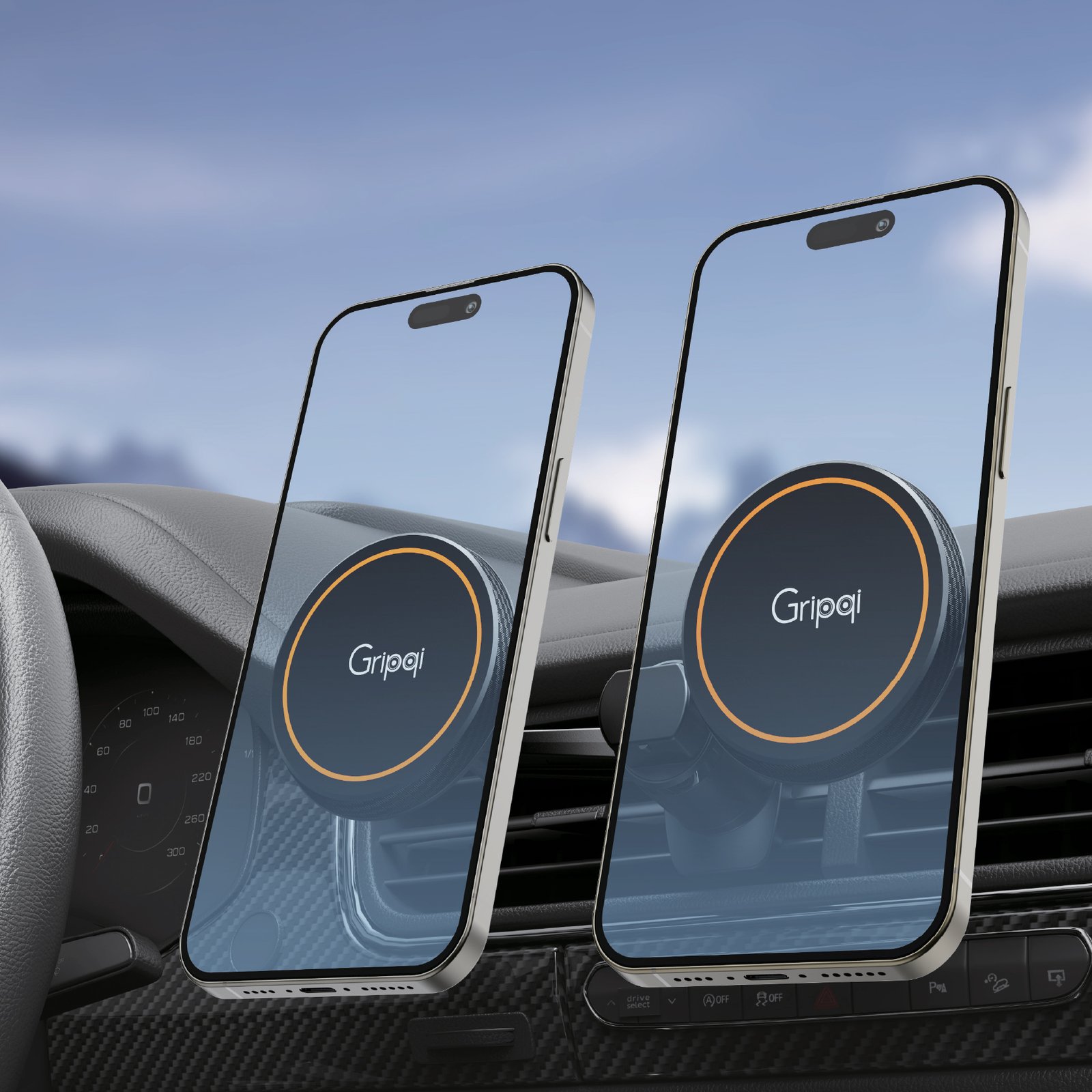 מעמד מגנטי כפול לרכב GRIPQI XMV26 עם תמיכה מלאה ב-MagSafe למזגן – תמונה 3