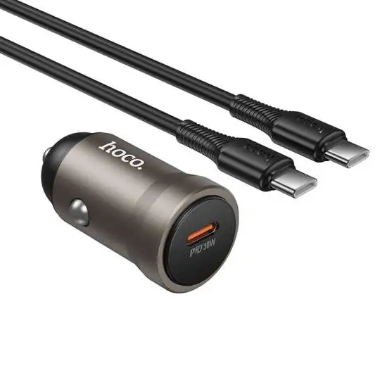 מטען רכב מהיר Hoco Z62A PD 30W – סט הכולל כבל Type-C ל-Type-C – תמונה 4