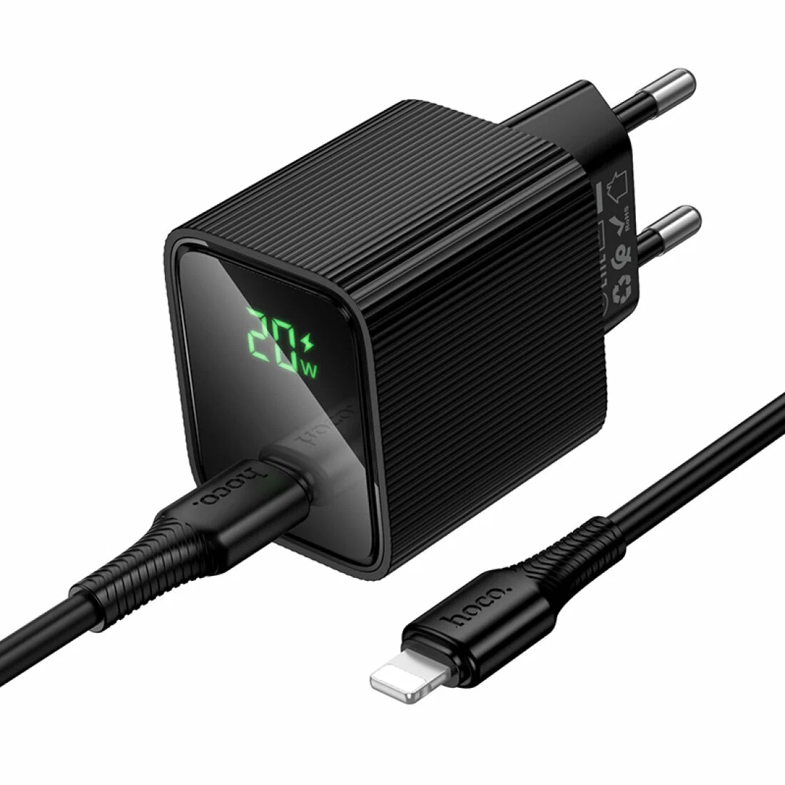מטען קיר מהיר Hoco CS82A PD 20W עם תצוגה דיגיטלית – סט הכולל כבל Lightning – תמונה 5