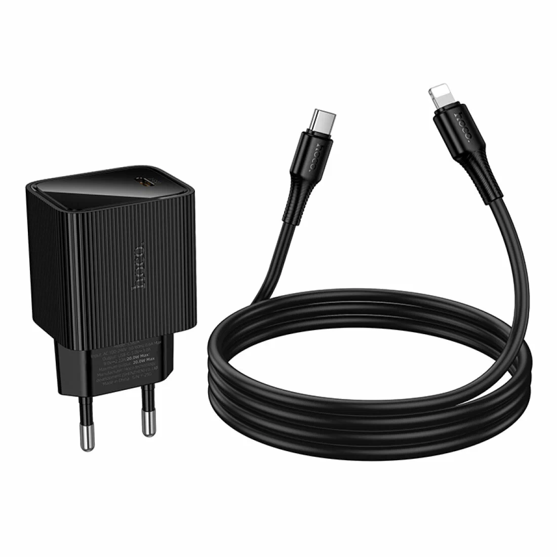 מטען קיר מהיר Hoco CS82A PD 20W עם תצוגה דיגיטלית – סט הכולל כבל Lightning – תמונה 4