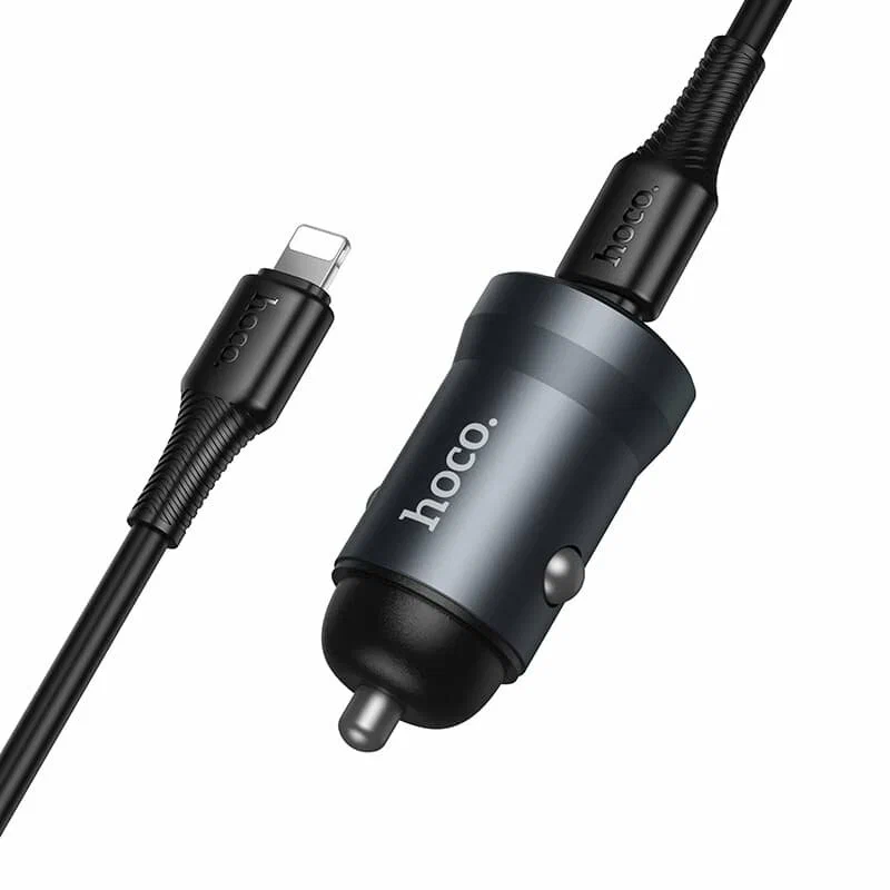 מטען רכב מהיר Hoco Z62A PD 30W – סט הכולל כבל Type-C ל-Lightning – תמונה 3