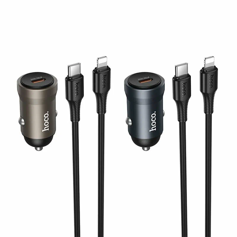 מטען רכב מהיר Hoco Z62A PD 30W – סט הכולל כבל Type-C ל-Lightning – תמונה 5