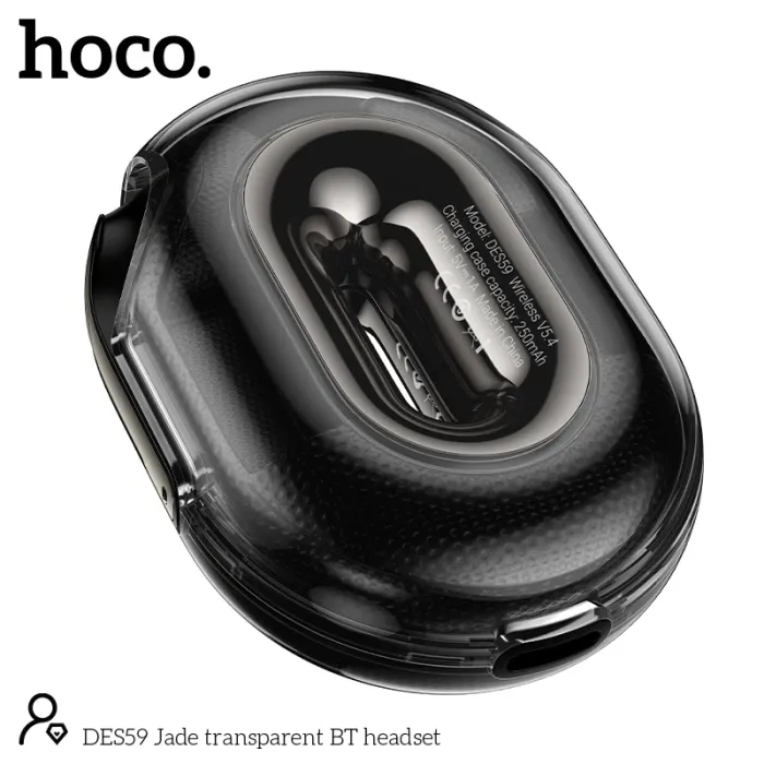Alternative view of אוזניות אלחוטיות שקופות Hoco DES59 Jade – עיצוב קריסטל וסאונד עוצמתי