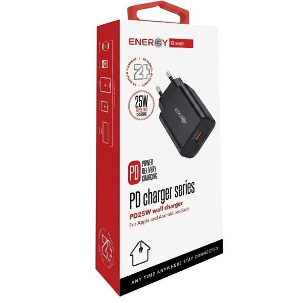 ראש מטען קיר מהיר ENERGY 25W — יציאת USB-C בתקן PD (ללא כבל)