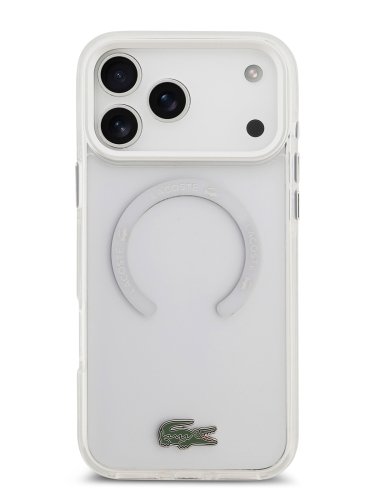 כיסוי LACOSTE MagSafe שקוף עם מסגרת לבנה לאייפון 17 פרו (iPhone 17 Pro) — Clear White