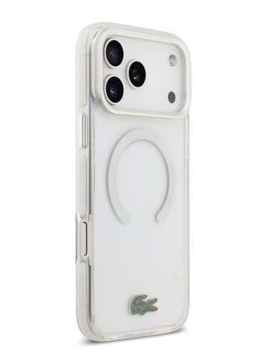 כיסוי LACOSTE MagSafe שקוף עם מסגרת לבנה לאייפון 17 פרו (iPhone 17 Pro) — Clear White – תמונה 4
