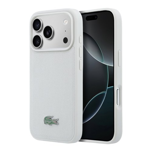 כיסוי LACOSTE MagSafe מקורי לאייפון 17 פרו (iPhone 17 Pro) — אפור Lacquer Logo
