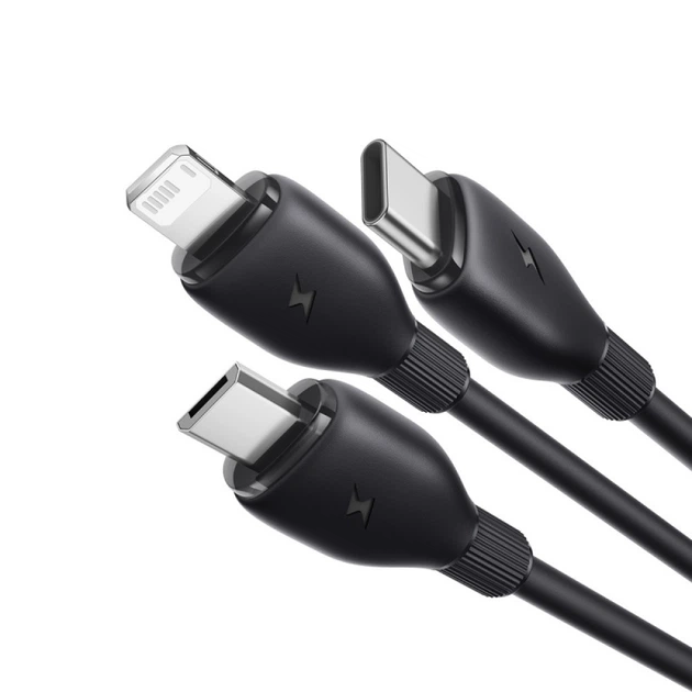 כבל טעינה 1 ל-3 Baseus — חיבור USB ל-Type-C, Lightning ו-Micro USB באורך 0.8 מטר – תמונה 2
