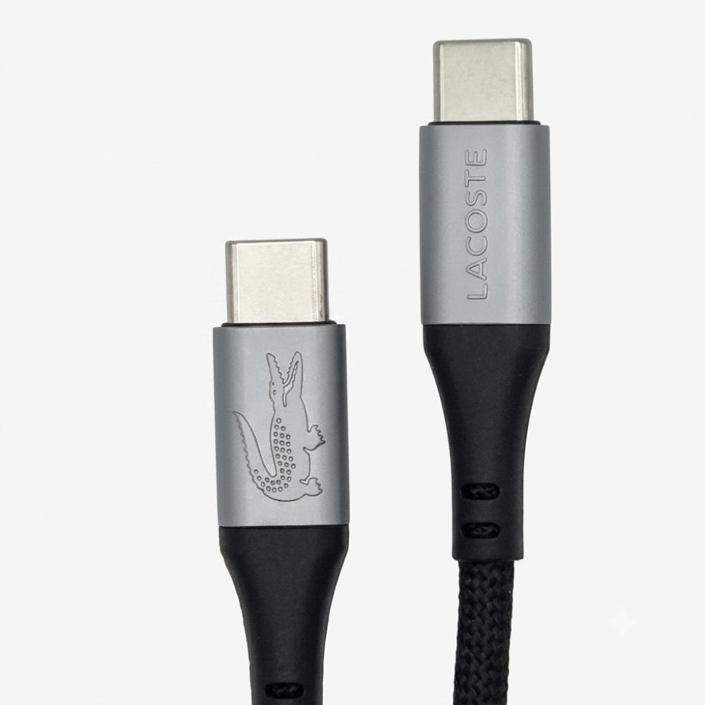 Alternative view of חבילת פרימיום ל-Galaxy S25 Ultra: כיסוי LACOSTE MagSafe שחור + כבל C to C איכותי לטעינה מהירה