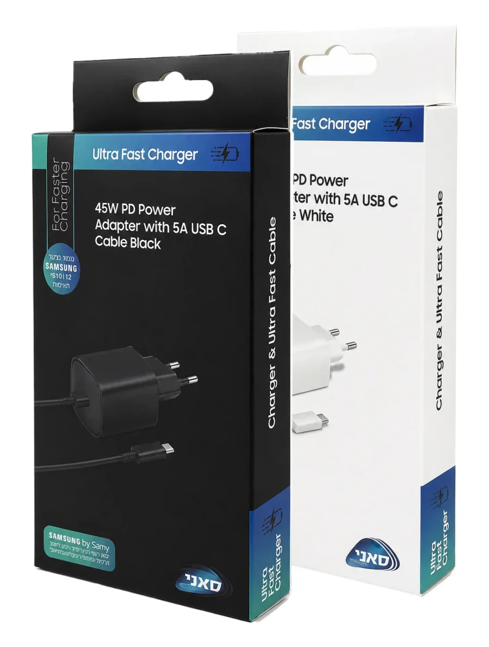 Alternative view of מטען קיר סמסונג 45 וואט מקורי Samsung Super Fast Charging 2.0 — צבע שחור/לבן