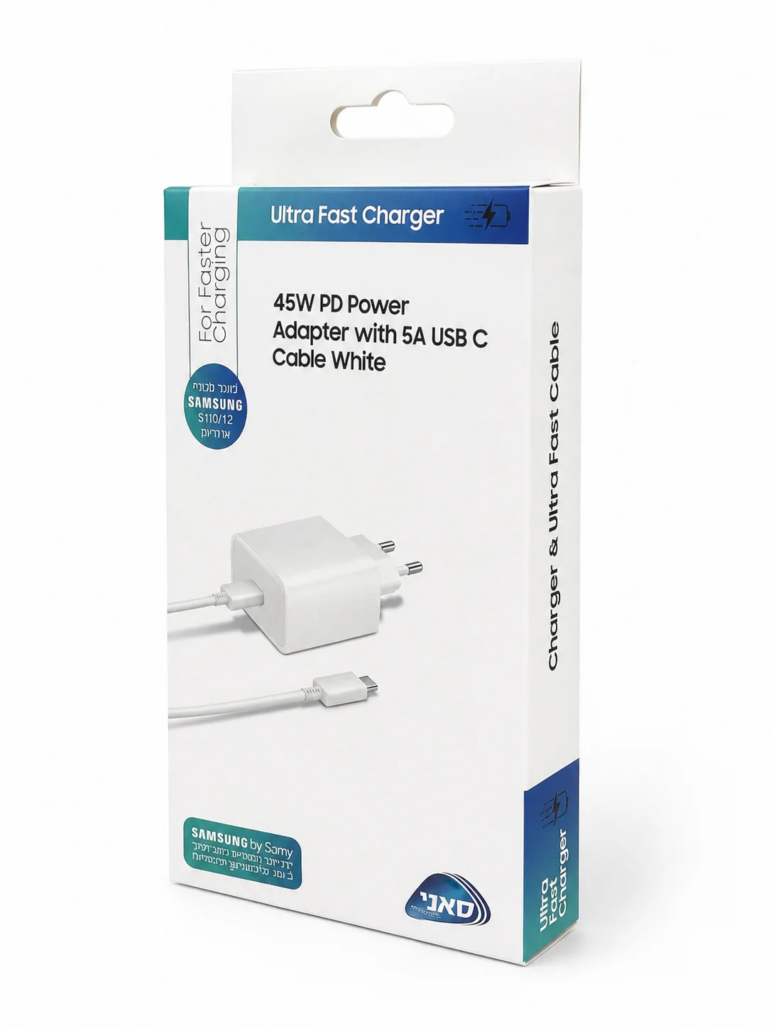 מטען קיר סמסונג 45 וואט מקורי Samsung Super Fast Charging 2.0 — צבע שחור/לבן – תמונה 3