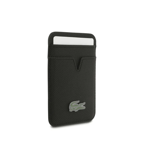 Alternative view of חבילת פרימיום לאייפון 17 פרו מקס: כיסוי LACOSTE MagSafe שחור + ארנק כרטיסים מגנטי תואם