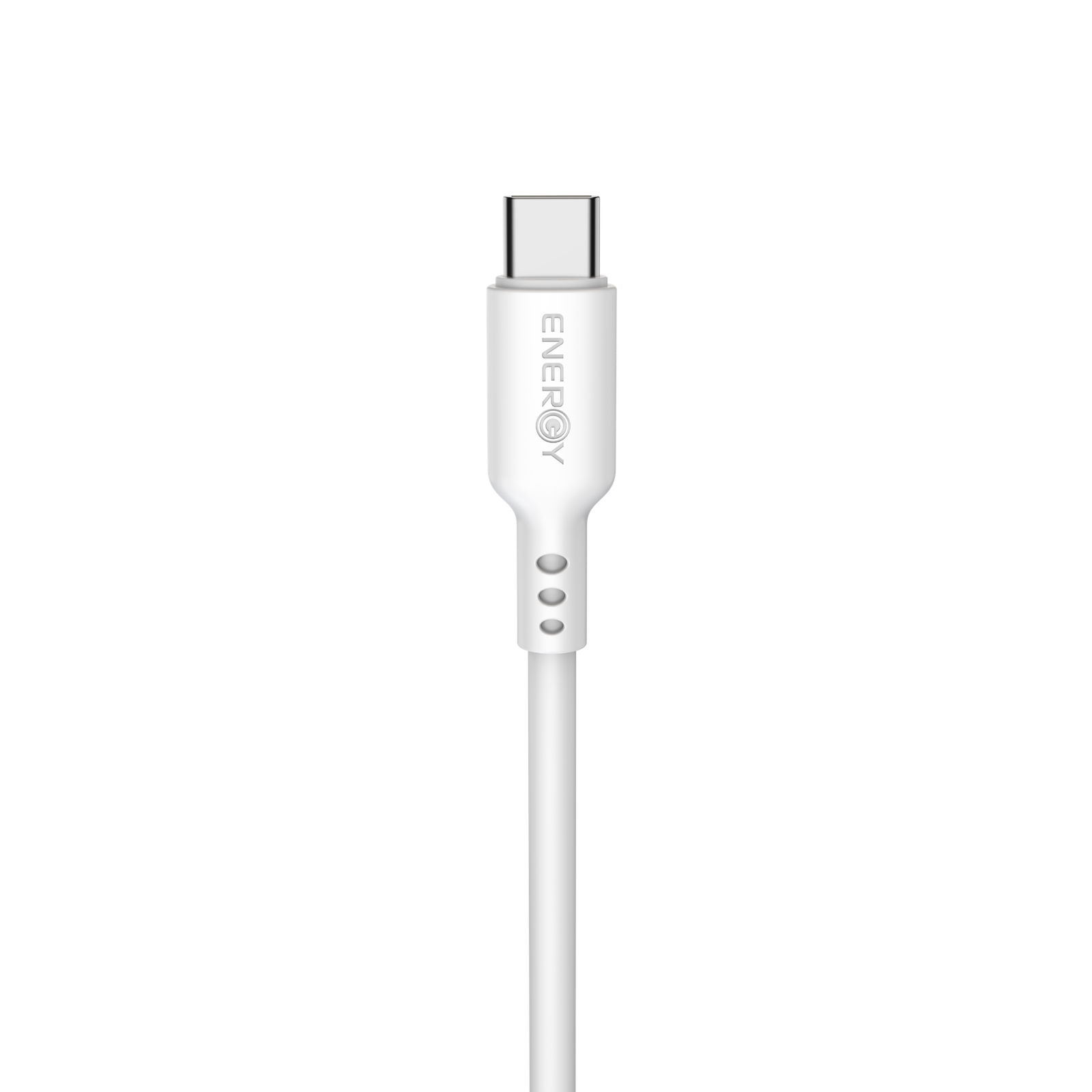 כבל טעינה מהירה ENERGY Type-C ל-Type-C בהספק 60W — סיליקון לבן גמיש ועמיד 1.3 מטר