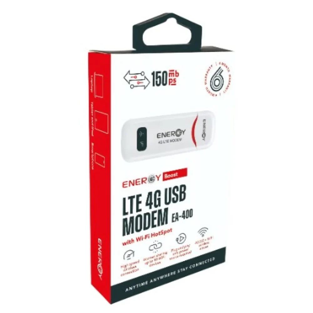 מודם סלולרי Energy EA-400 — 4G LTE עם תמיכה בכרטיס SIM לגלישה מהירה בכל מקום