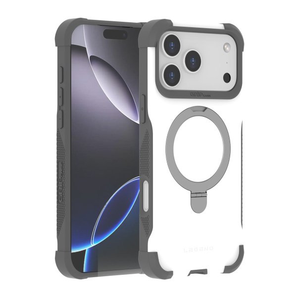 Alternative view of כיסוי MagSafe יוקרתי Grip Case Legend Pro עם סטנד מובנה לאייפון 13, 14, 15 ו-16e — לבן