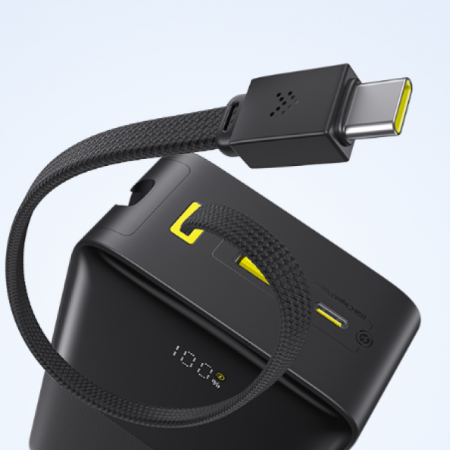 סוללת גיבוי Baseus EnerFill FC51 30000mAh 22.5W עם כבל USB-C מובנה — קיבולת ענקית וטעינה מהירה – תמונה 6