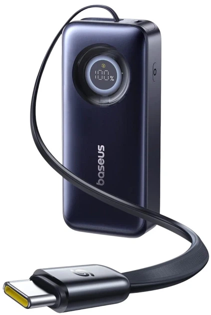 סוללת גיבוי Baseus EnerCore CR11 20000mAh 67W עם כבל USB-C נשלף — טעינה מהירה ועוצמתית לניידים וסמארטפונים