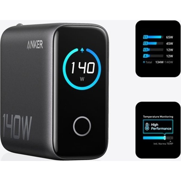 מטען קיר מהיר Anker 140W 4-Port PD 3.1 לסמארטפונים, מחשבים ניידים וטאבלטים – תמונה 3
